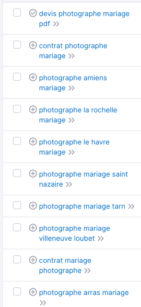 Propositions Semrush photographie mariage