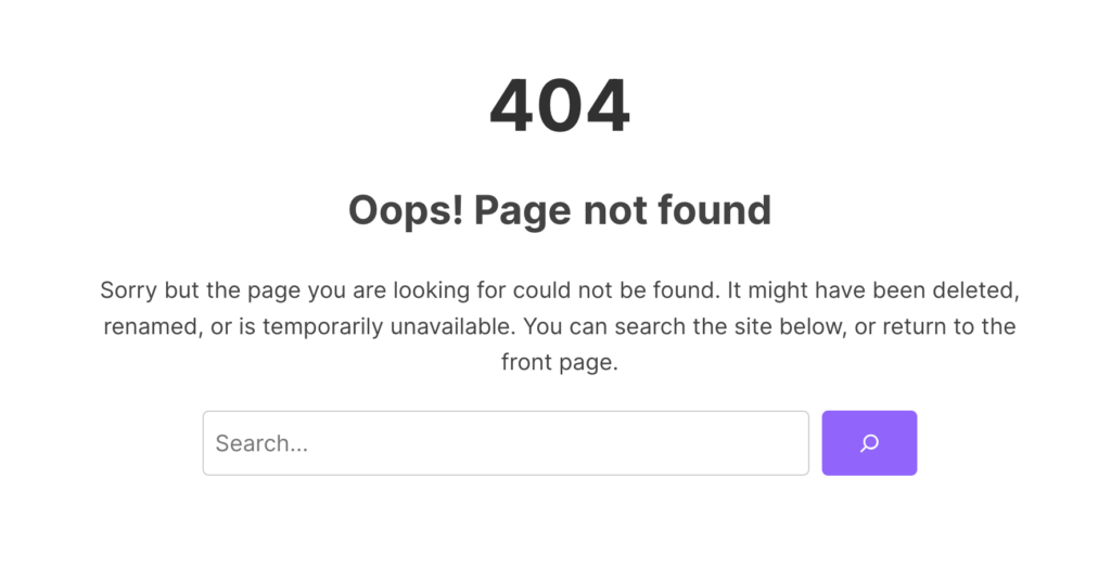 Erreur 404 page introuvable